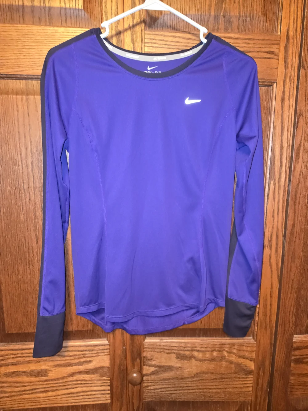 Nike Dri-FIT Long Sleeve Crew Top - Purple with Black Trim